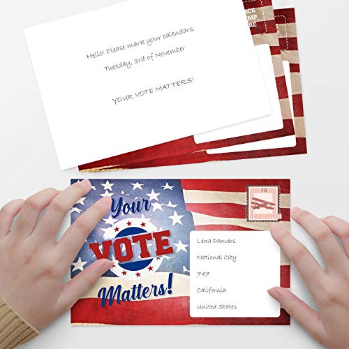 Voting Postcards American Flag Theme With Blank Back for Message