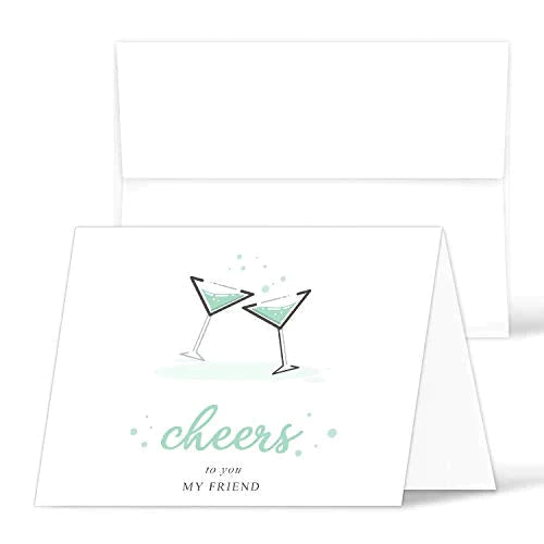 2023 Cheers and Congratulations Card & envelopes 25 per Pack - A2 4.25 x 5.5” When Folded (Green) FoldCard