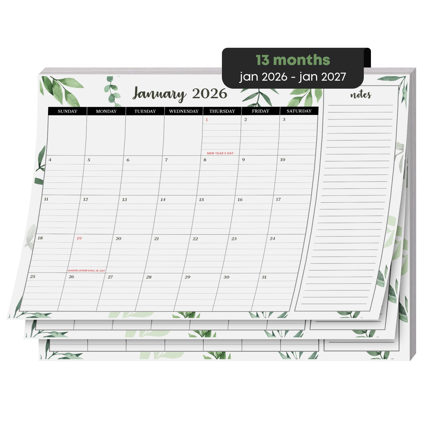 2026 Desk Year Calendar Desktop or Wall Planner, Tear-Off Pad for Easy Planning, Includes a Notes Section To Do's for the Year of 2026