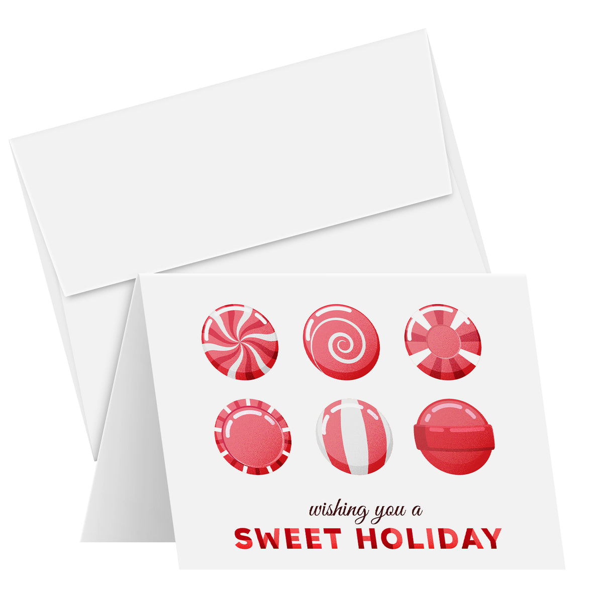 2026 Wishing You A Sweet Holiday! Greeting Cards and Envelopes – Christmas Candies – 4.25 x 5.5" – 25 per Pack