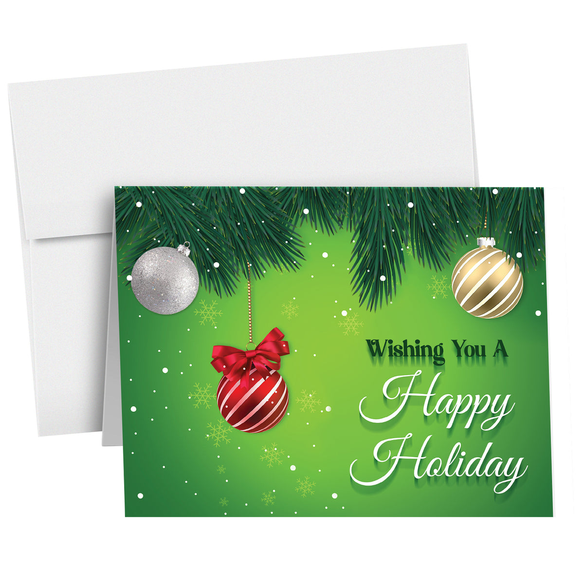 2023 Happy New Year - Tarjetas y sobres plegables de saludos navideños verdes, 25 tarjetas y 25 sobres por paquete - 4.25 x 5.5 pulgadas cuando están plegados