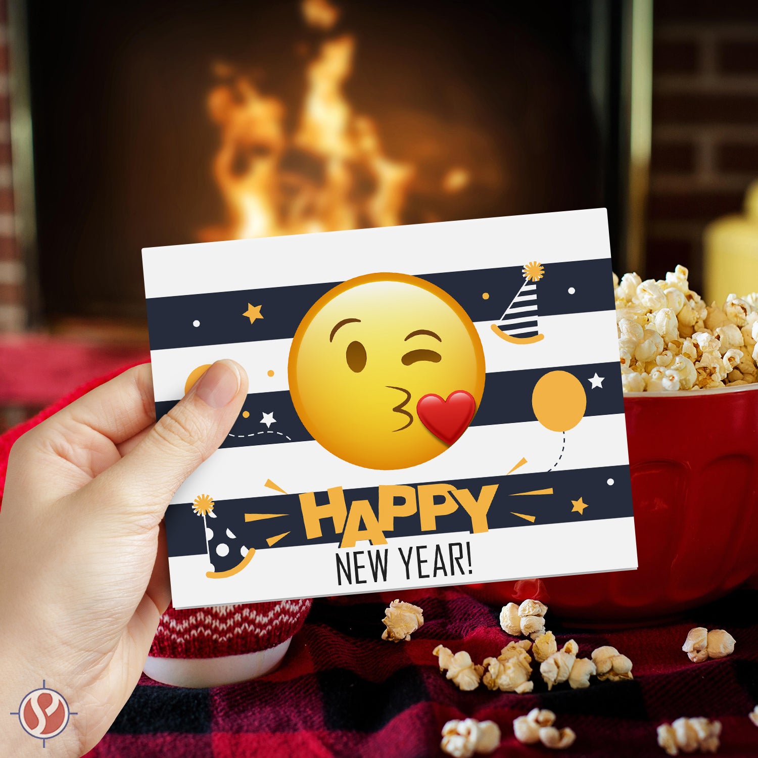 2026 Have A Happy New Year Greetings Cards - Funny and Cute Emoji Holiday Cards - Set of 25