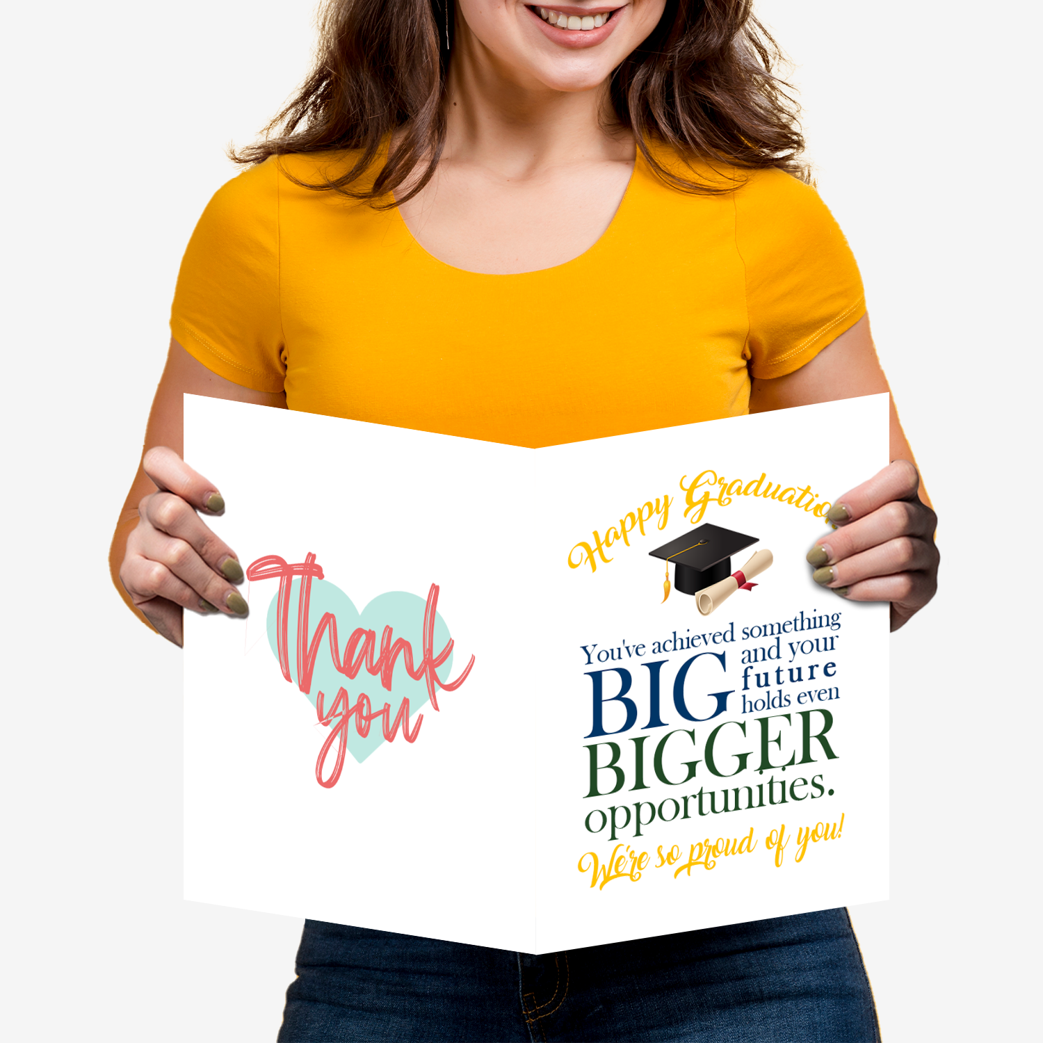A Big Happy Graduation Greeting Cards with Envelopes – 8.5" x 11" Jumbo Size Thank You Cards for Large Groups and Teams – 2 per Pack