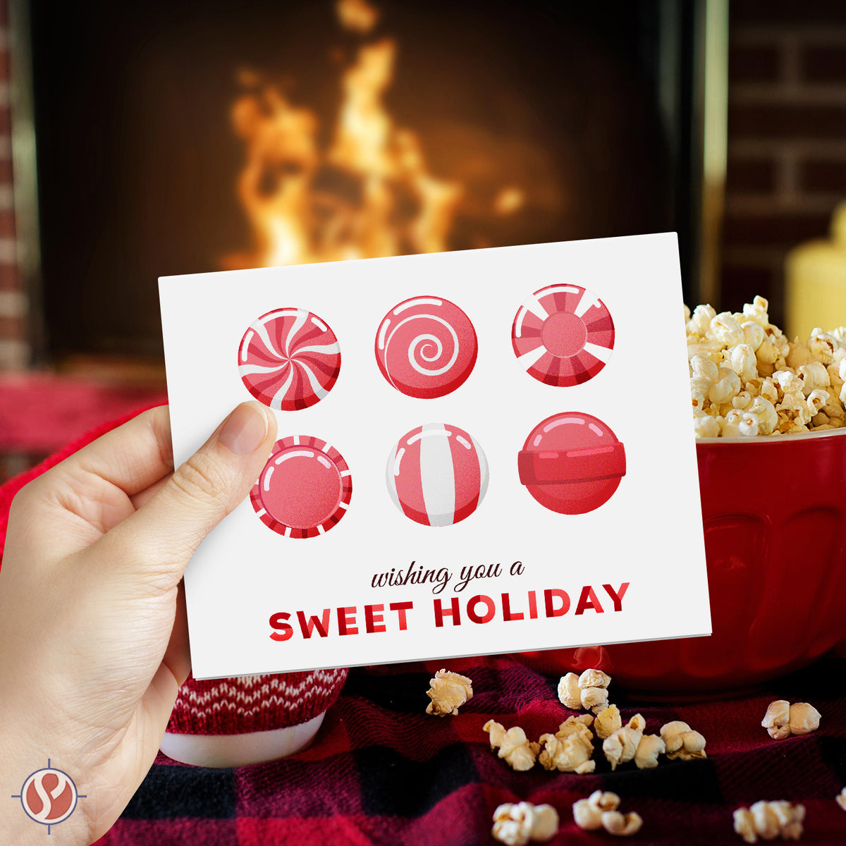 2026 Wishing You A Sweet Holiday! Greeting Cards and Envelopes – Christmas Candies – 4.25 x 5.5" – 25 per Pack