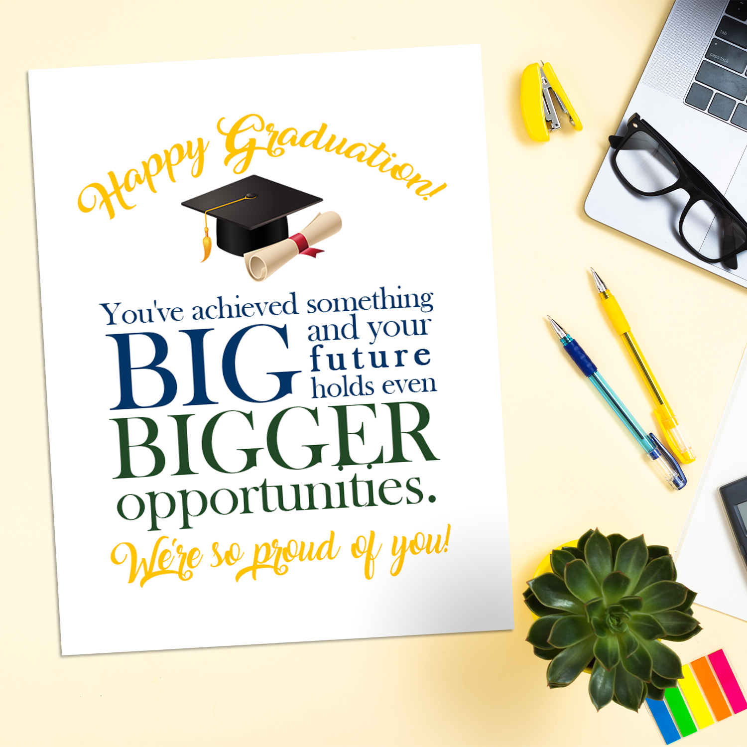 A Big Happy Graduation Greeting Cards with Envelopes – 8.5" x 11" Jumbo Size Thank You Cards for Large Groups and Teams – 2 per Pack