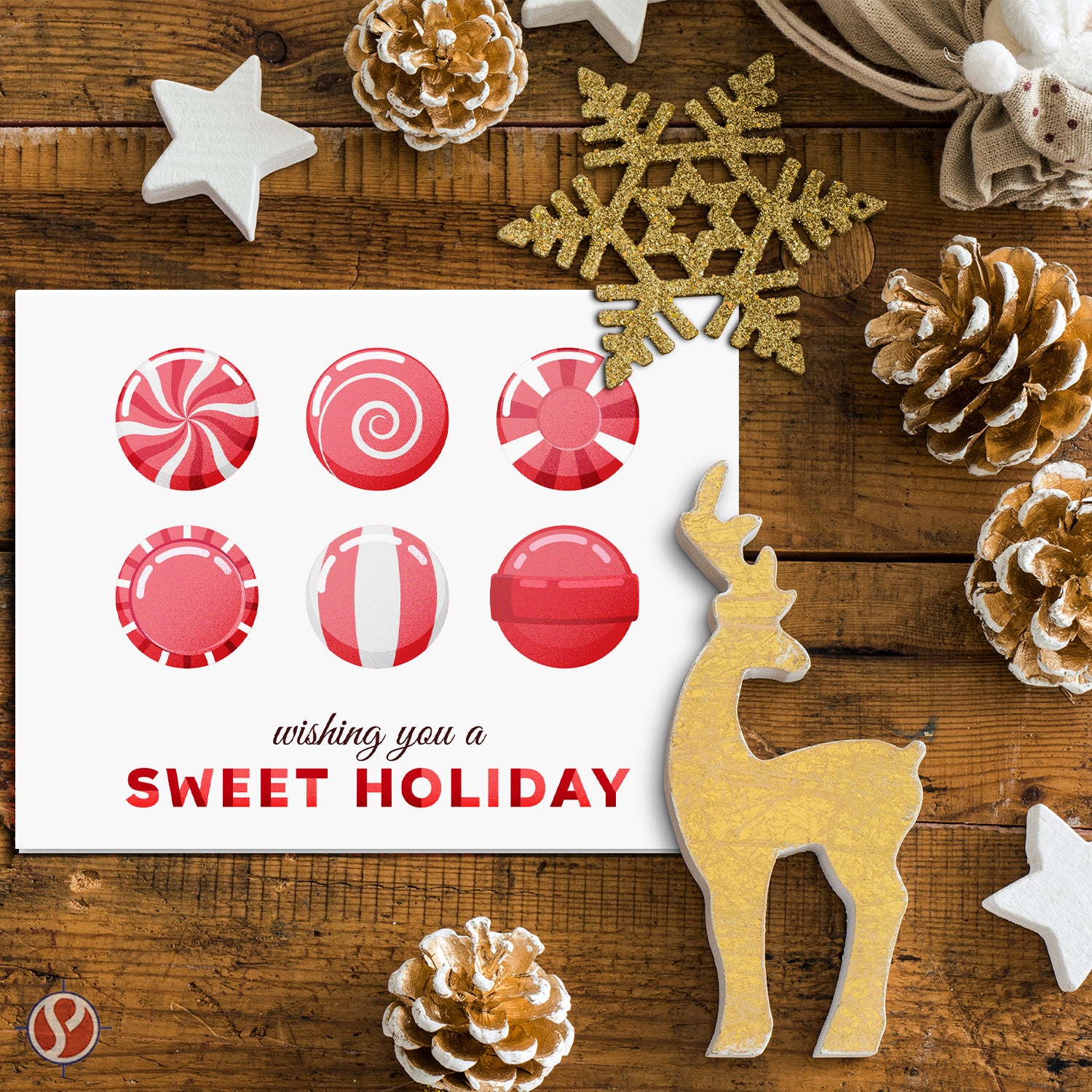 2026 Wishing You A Sweet Holiday! Greeting Cards and Envelopes – Christmas Candies – 4.25 x 5.5" – 25 per Pack
