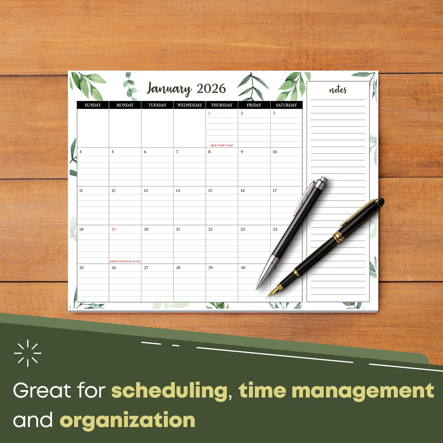 2026 Desk Year Calendar Desktop or Wall Planner, Tear-Off Pad for Easy Planning, Includes a Notes Section To Do's for the Year of 2026