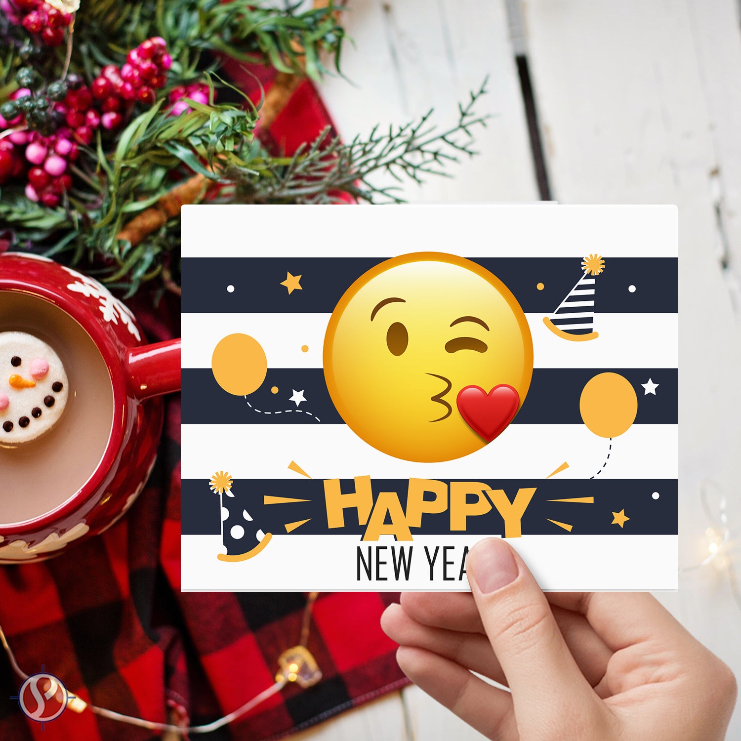 2026 Have A Happy New Year Greetings Cards - Funny and Cute Emoji Holiday Cards - Set of 25