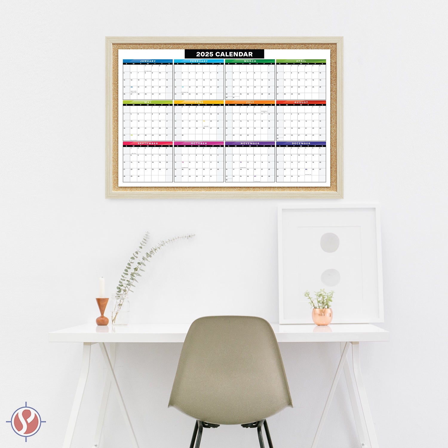 2025 Full Desk Calendar - 11 x 17” Large Size 2 Sided Vertical/Horizontal Reversible - Printed on Thick and Durable 80lb Cardstock (216 GSM) 2 per pck