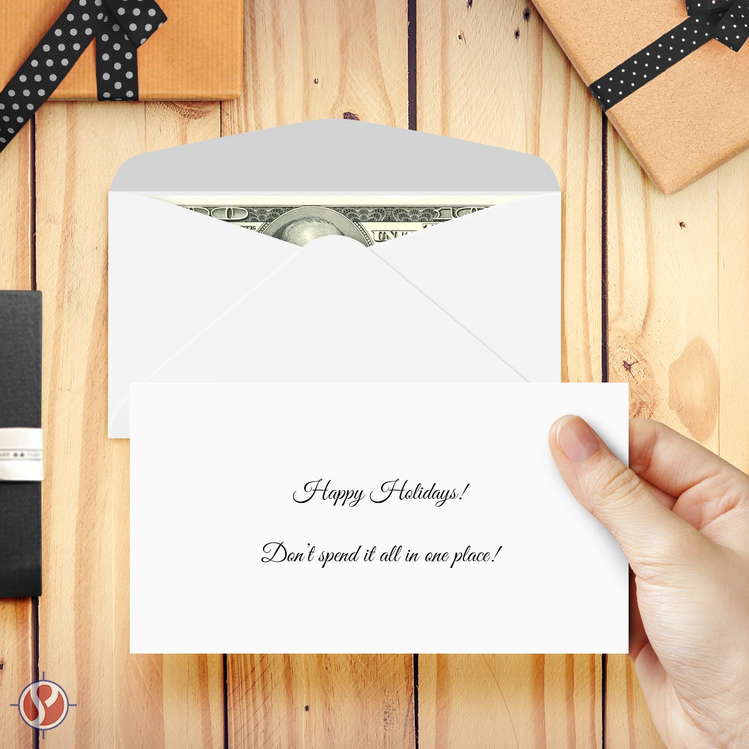 Happy Holidays Cash Envelopes w/ Blank Cards, 3-5/8 x 6-1/2 Inches | 25 per Pack