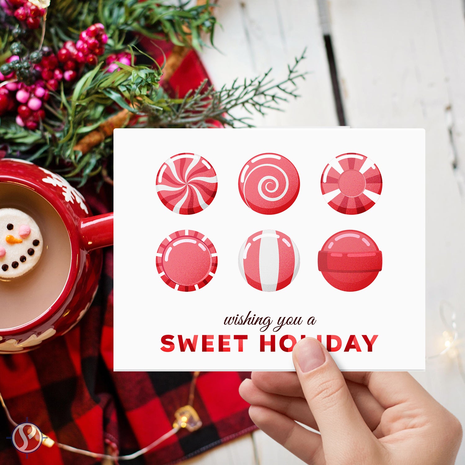 2026 Wishing You A Sweet Holiday! Greeting Cards and Envelopes – Christmas Candies – 4.25 x 5.5" – 25 per Pack