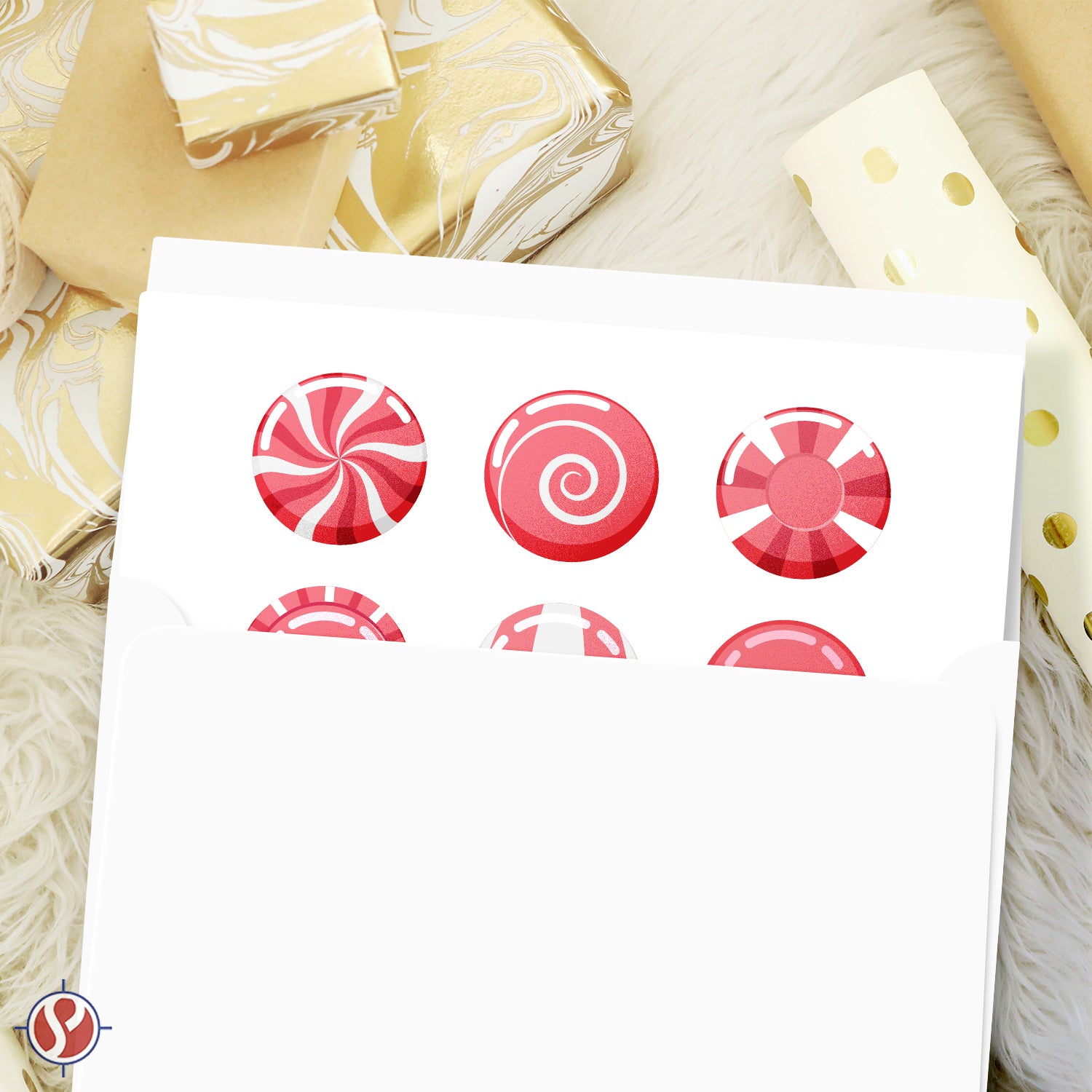 2026 Wishing You A Sweet Holiday! Greeting Cards and Envelopes – Christmas Candies – 4.25 x 5.5" – 25 per Pack