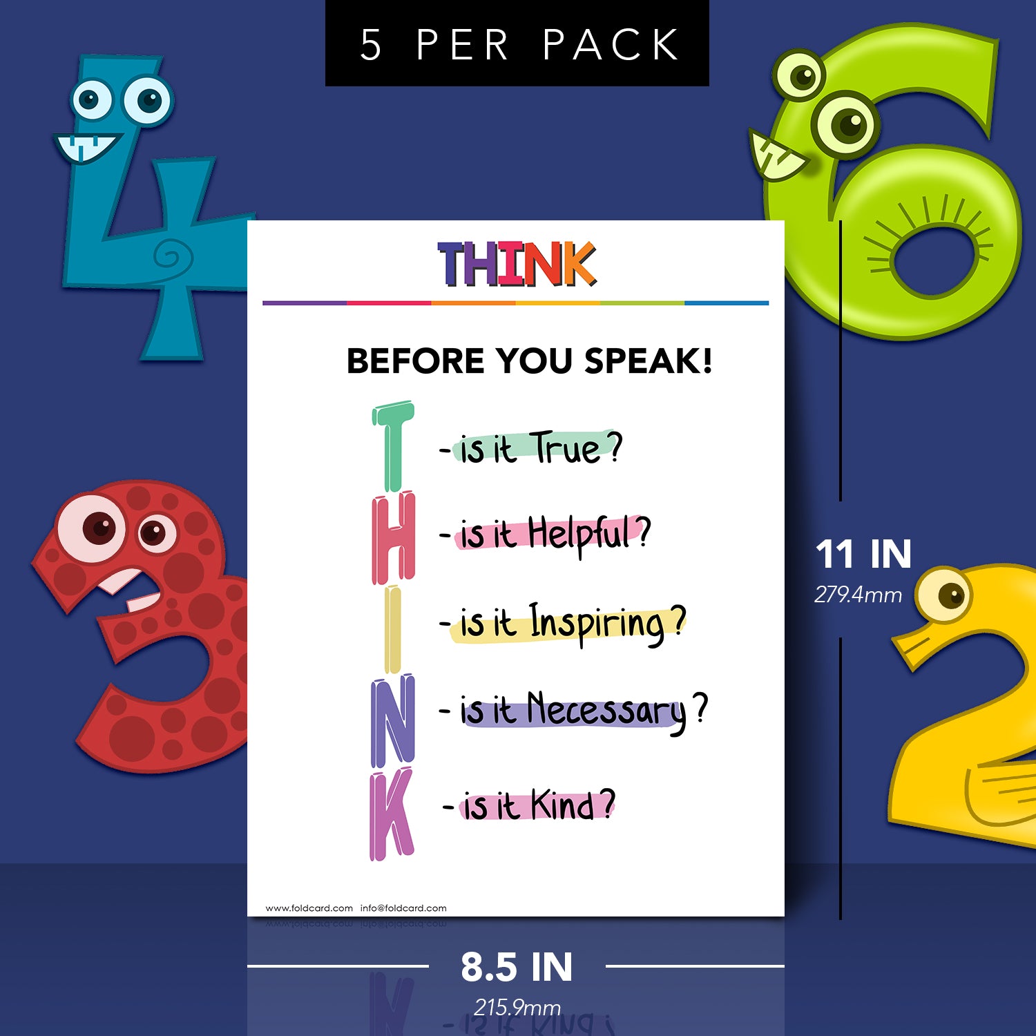 THINK Before You Speak! Chart - Calming Corner Poster | 8.5" x 11" | 5 Pack