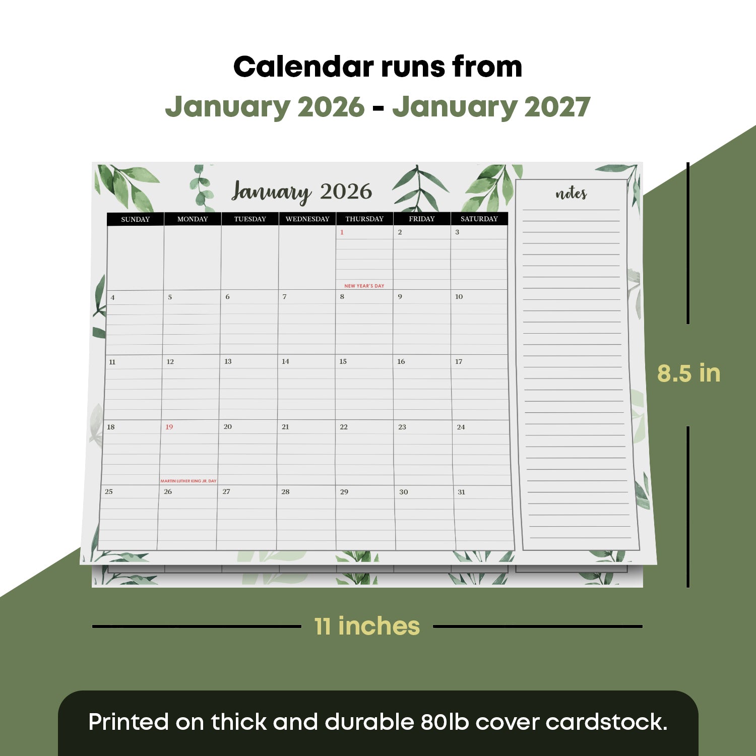 2026 Desk Year Calendar Desktop or Wall Planner, Tear-Off Pad for Easy Planning, Includes a Notes Section To Do's for the Year of 2026