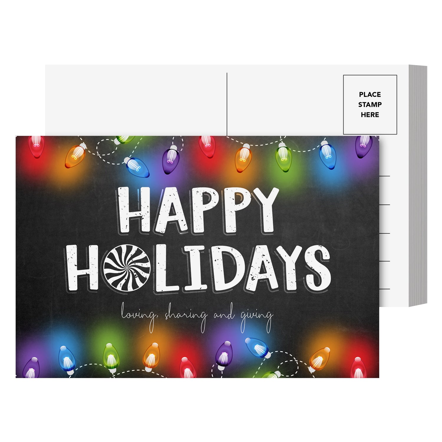 2026 Happy Holidays - Loving Sharing Giving Postcards for Christmas New Year's Greetings, Invitations - 4" x 6" - 25 per Pack