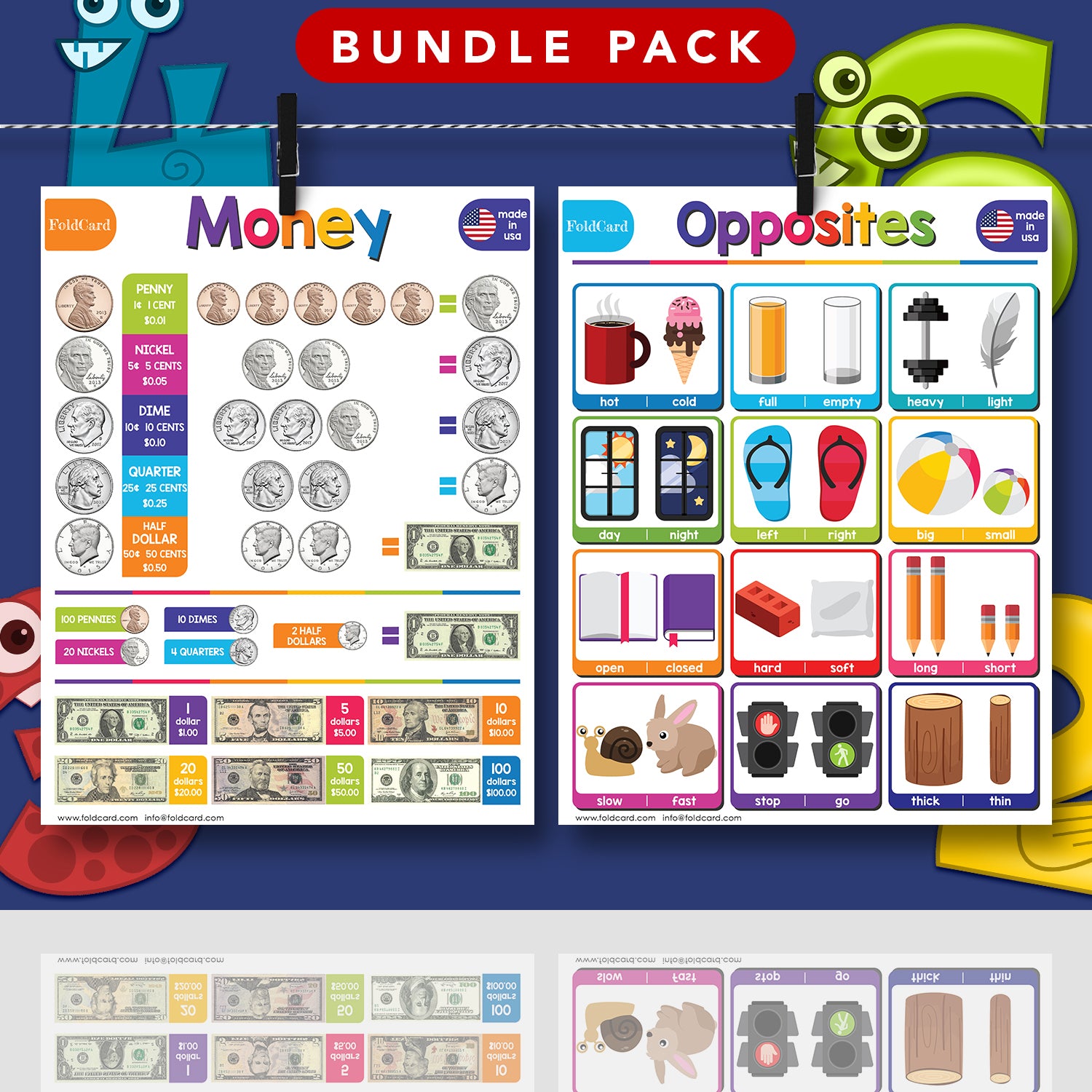 Advanced Bundle – 6 Educational Posters for Kids – Classroom and Homeschool Learning Chart Decorations and School Supplies Materials, Preschool to Grade 3 | Durable, Glossy Cardstock | 8.5" x 11"