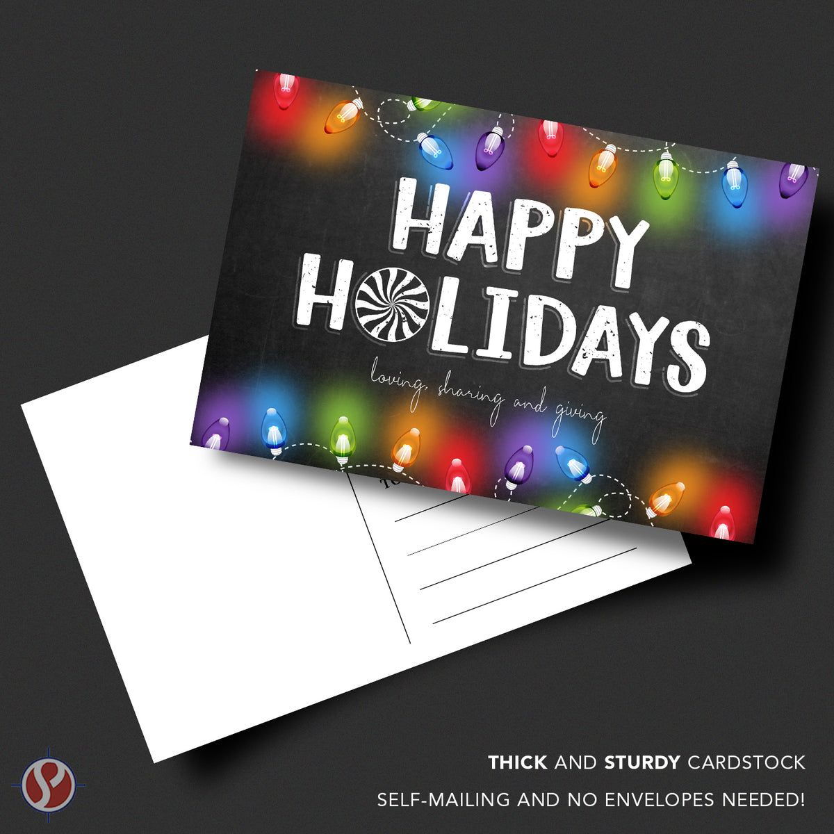 2026 Happy Holidays - Loving Sharing Giving Postcards for Christmas New Year's Greetings, Invitations - 4" x 6" - 25 per Pack