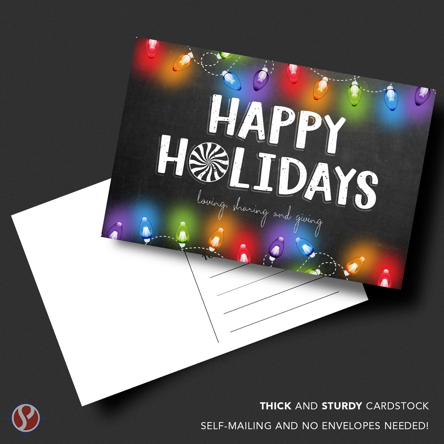 2026 Happy Holidays - Loving Sharing Giving Postcards for Christmas New Year's Greetings, Invitations - 4" x 6" - 25 per Pack