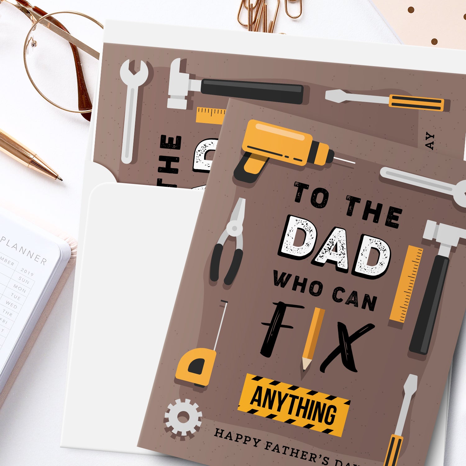 To the Dad Who Can Fix Anything, Happy Father's Day Greeting Cards and Envelopes for Dad, Stepdad | 4.25 x 5.5 | 10 per Pack