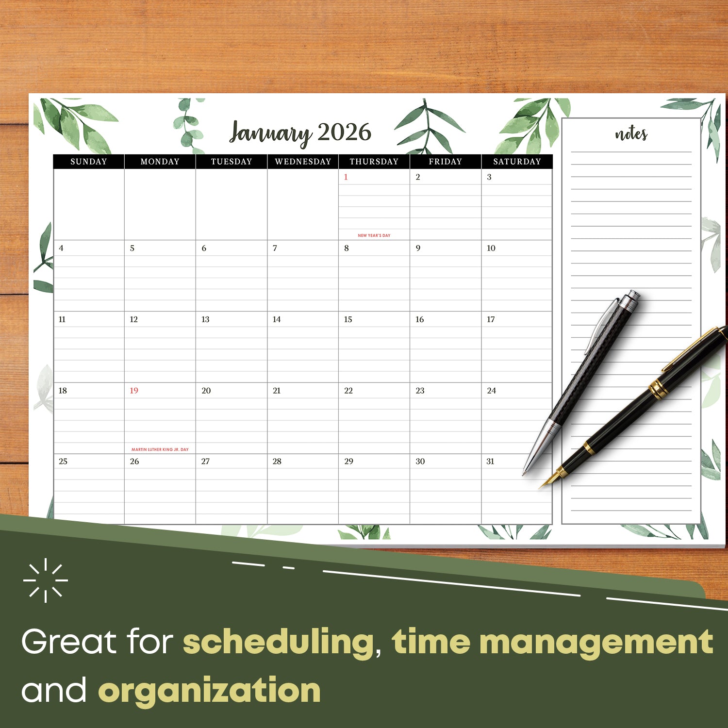 2026 Desk Year Calendar Desktop or Wall Planner, Tear-Off Pad for Easy Planning, Includes a Notes Section To Do's for the Year of 2026