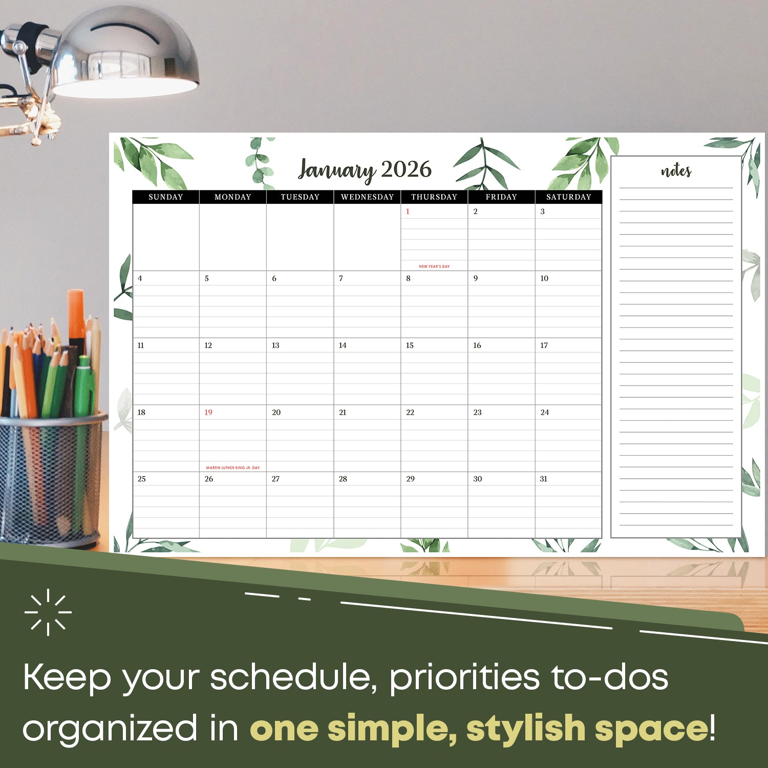2026 Desk Year Calendar Desktop or Wall Planner, Tear-Off Pad for Easy Planning, Includes a Notes Section To Do's for the Year of 2026