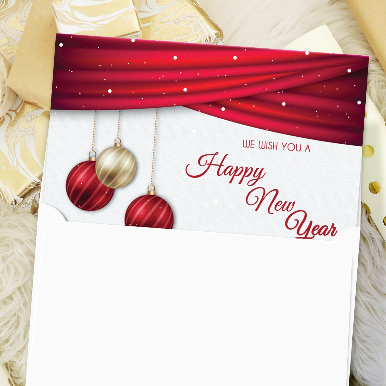 2026 Happy New Year Cards & Envelopes 25 Half Fold Cards & A7 Envelopes | 5 x 7 Inches