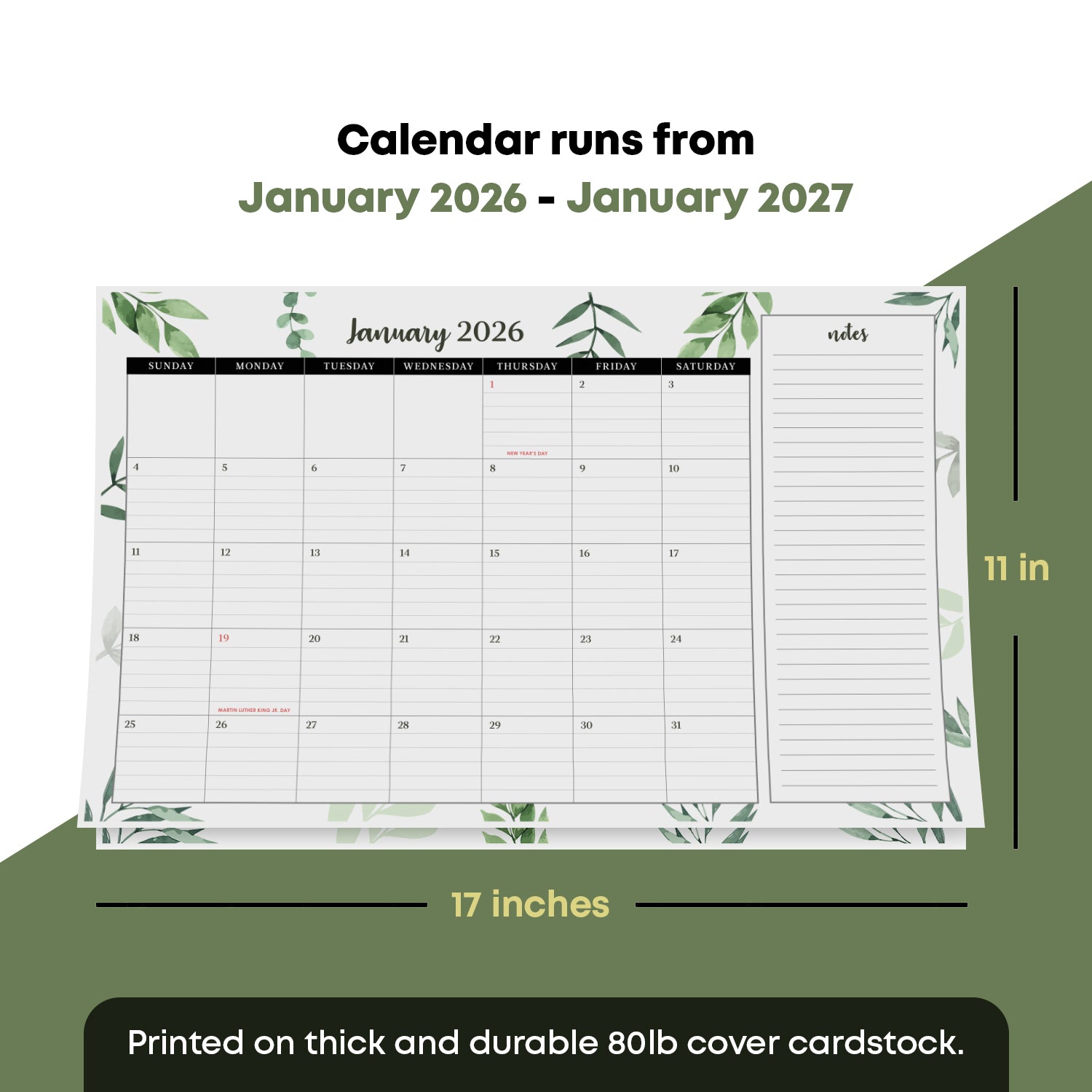 2026 Desk Year Calendar Desktop or Wall Planner, Tear-Off Pad for Easy Planning, Includes a Notes Section To Do's for the Year of 2026