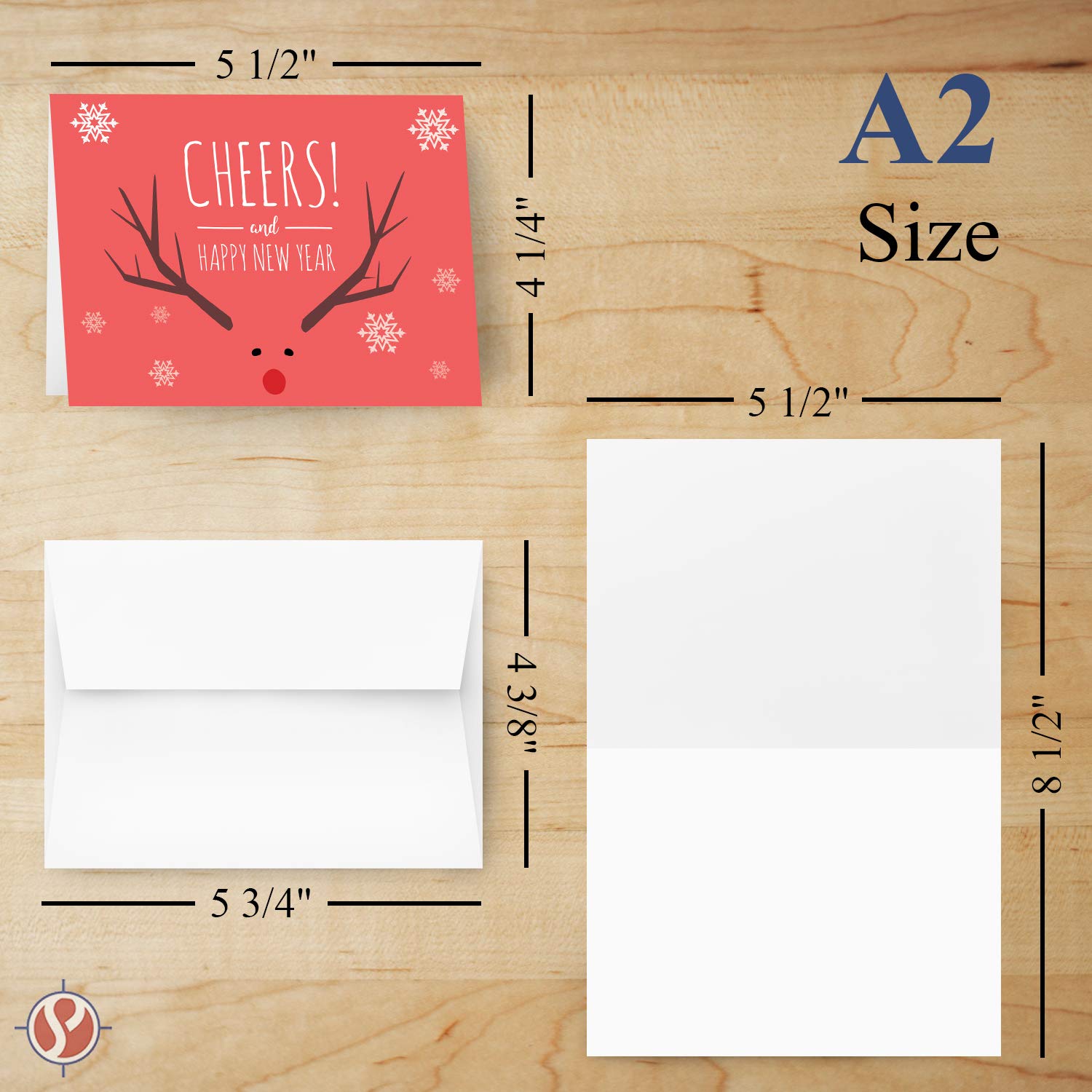 2026 Happy New Year, 10 Cards and 10 Envelopes per Pack - 4.25 x 5.5" (Red Cheers)