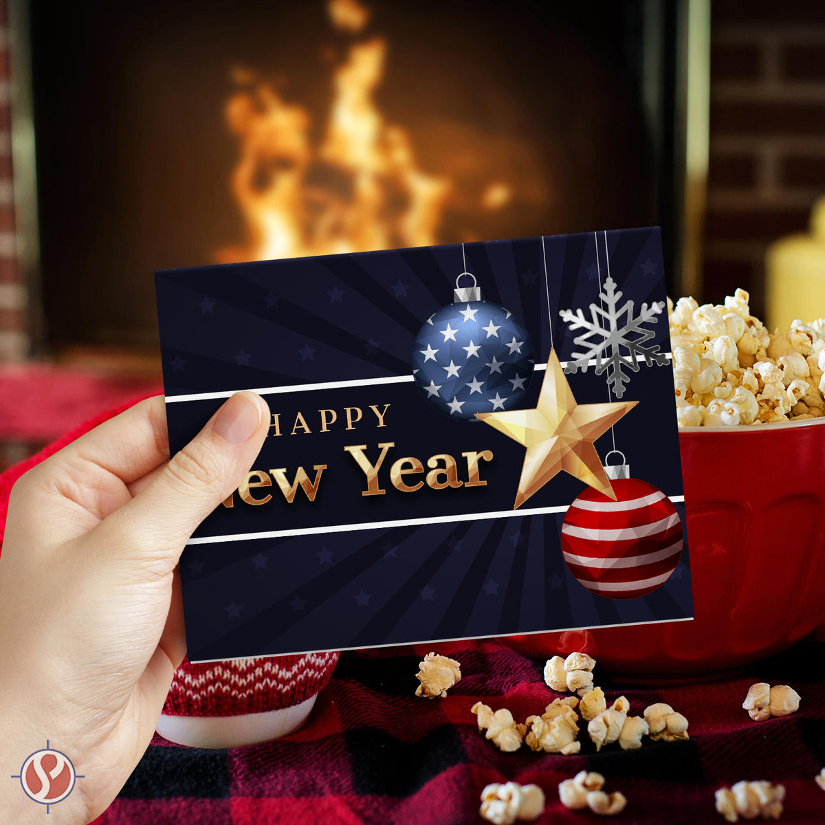 2026 Happy New Year – Blank American Patriotic Greeting Cards - 4.25 x 5.5" - 10 Per Pack