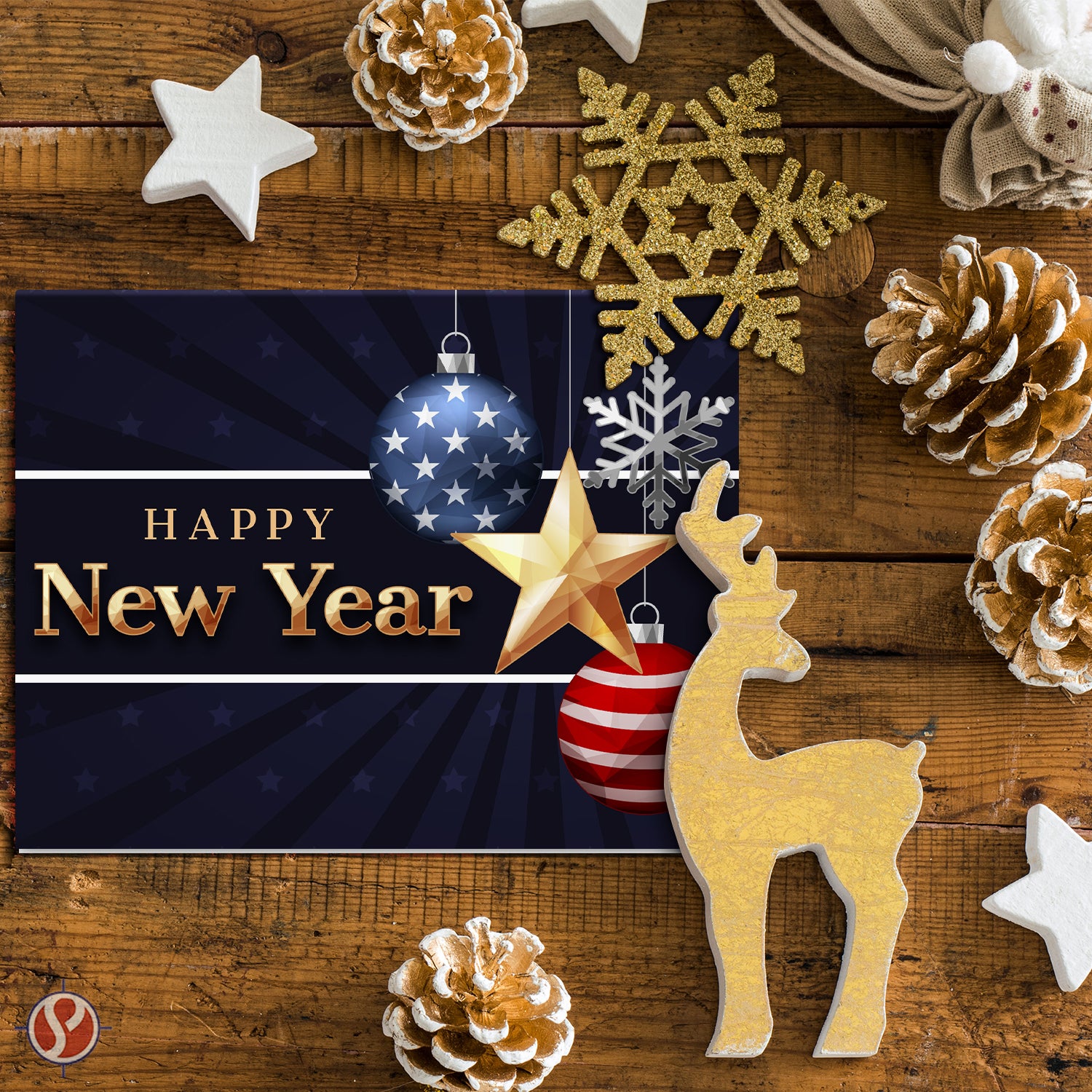 2026 Happy New Year – Blank American Patriotic Greeting Cards - 4.25 x 5.5" - 10 Per Pack