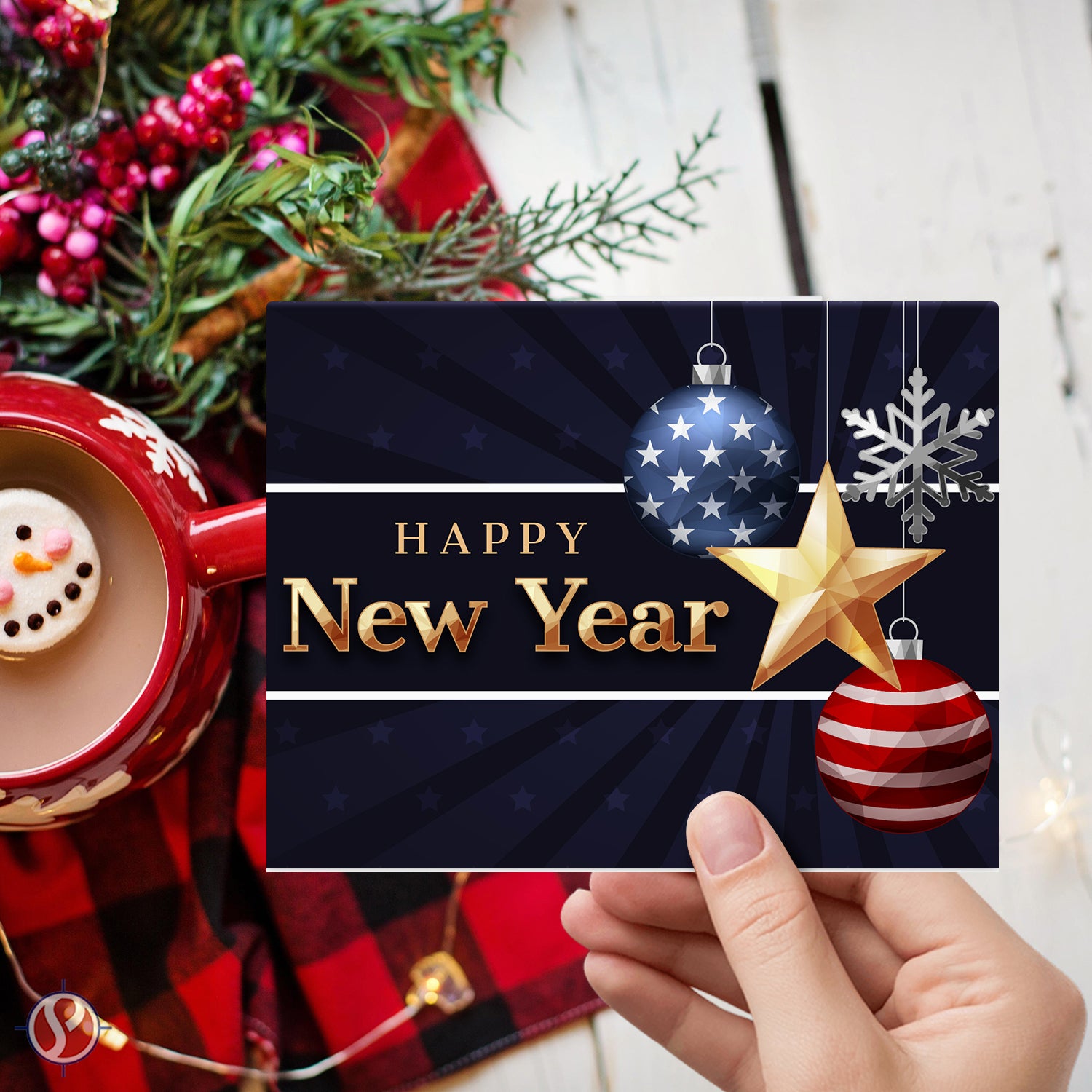 2026 Happy New Year – Blank American Patriotic Greeting Cards - 4.25 x 5.5" - 10 Per Pack