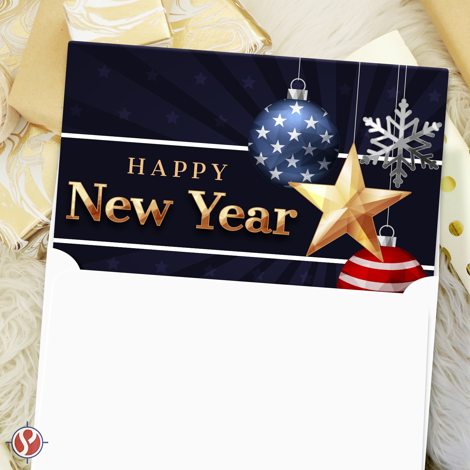2026 Happy New Year – Blank American Patriotic Greeting Cards - 4.25 x 5.5" - 10 Per Pack
