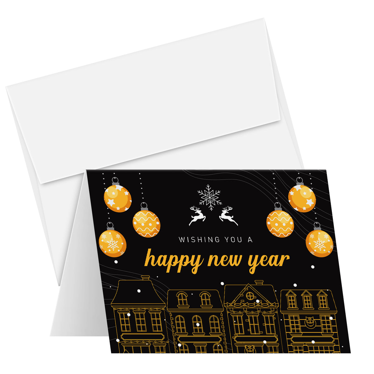 2026 Happy New Year Greeting Cards and Envelopes - 4.25 x 5.5" (A2 Size) - 25 per Pack