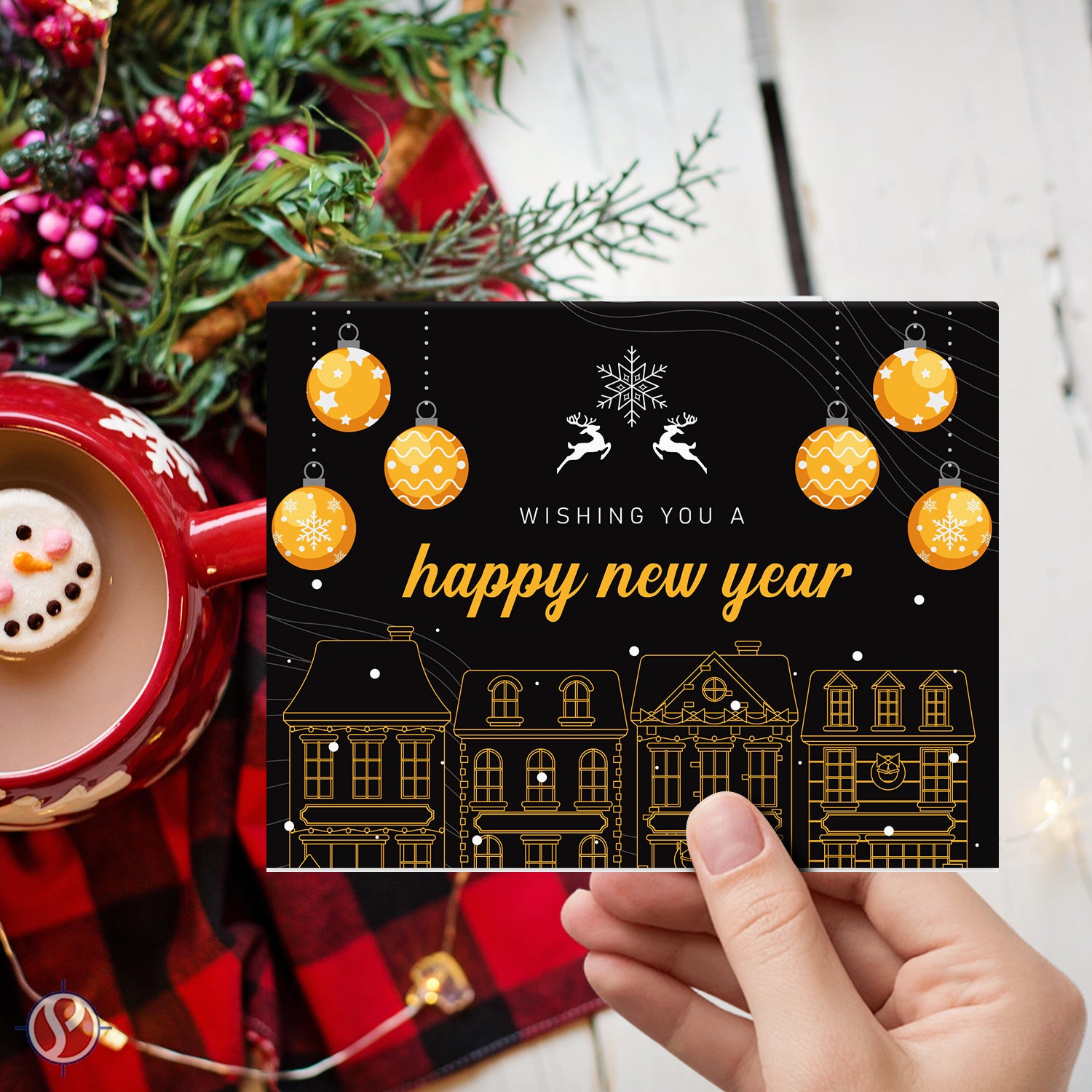 2026 Happy New Year Greeting Cards and Envelopes - 4.25 x 5.5" (A2 Size) - 25 per Pack