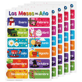 Colorful Spanish 12 Months of the Year Chart for Kids - Educational Poster | 5 Pack | 11" x 17" | Durable Cardstock