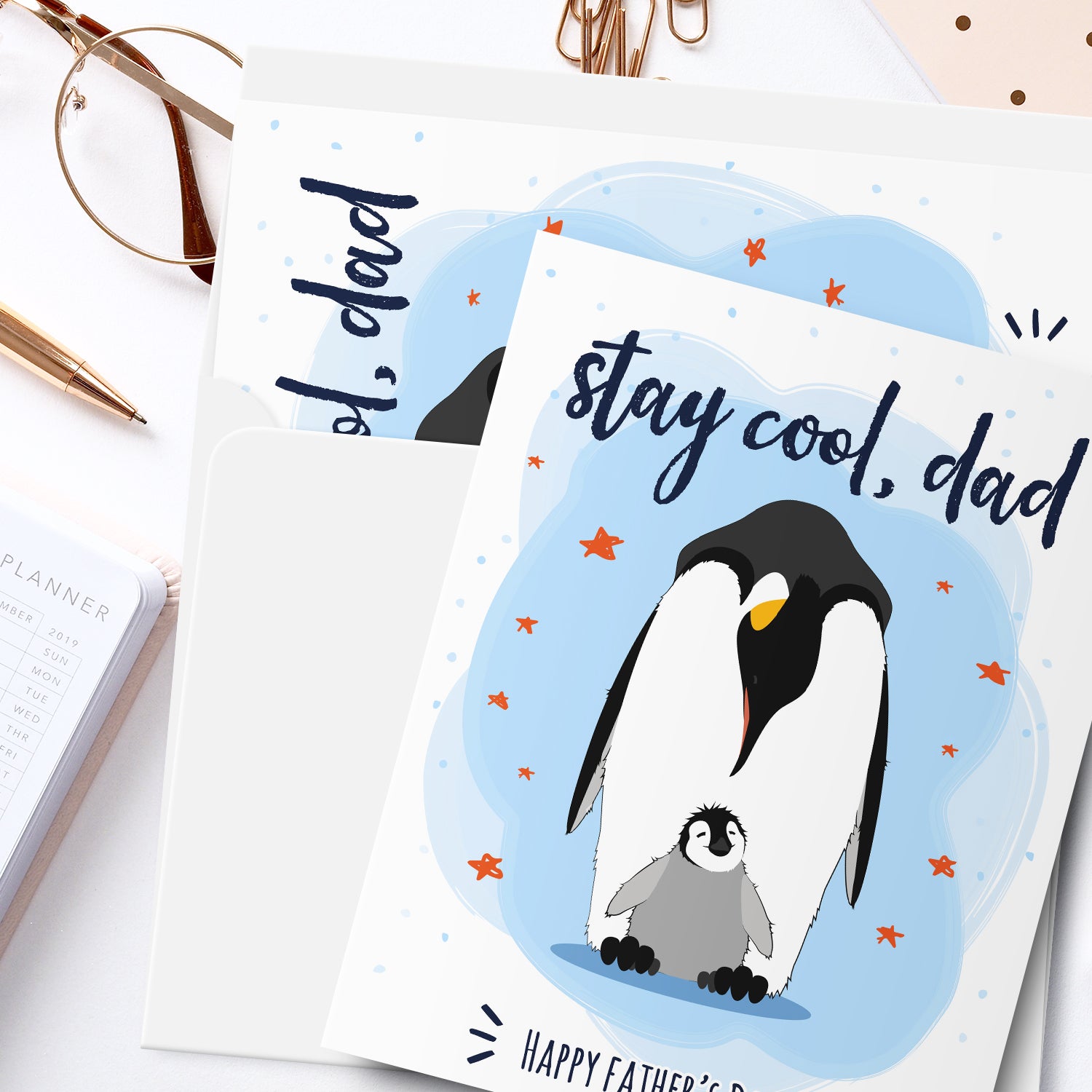 Stay Cool, Dad! Happy Father's Day Greeting Cards and Envelopes for Dad, Stepdad | 4.25 x 5.5 | 10 per Pack