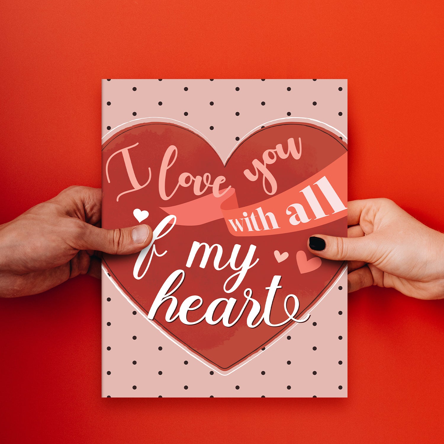 "I Love You with All of My Heart" Big Valentine's Day Greeting Cards and Envelopes – 8.5" x 11" Large Jumbo Size Valentines Card – 2 per Pack