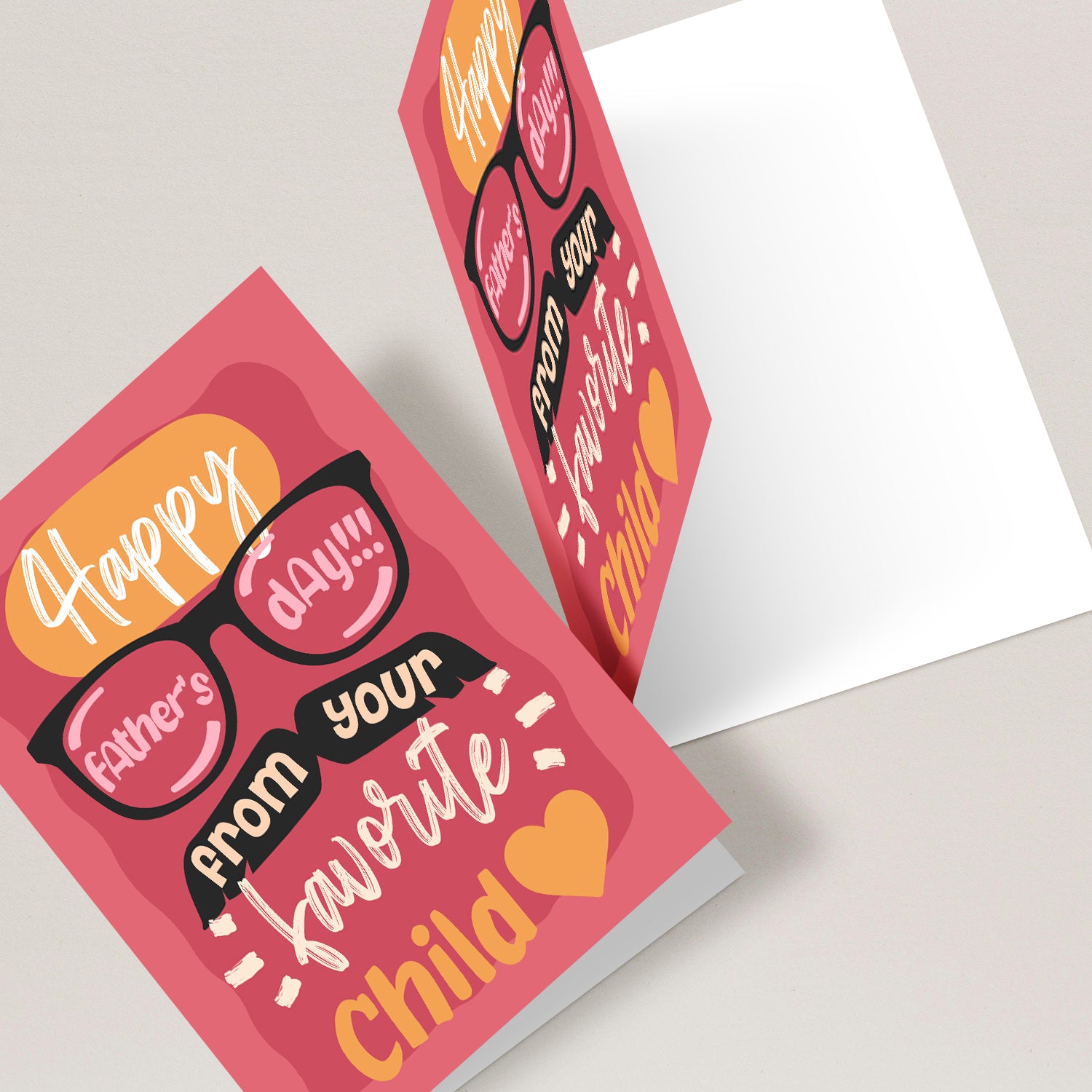 Happy Father's Day from Your Favorite Child Greeting Cards and Envelopes for Dad, Stepdad | 8.5 x 11 | 2 per Pack