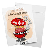 Happy Father's Day to the Best Grill Master Greeting Cards and Envelopes for Dad, Stepdad | 8.5 x 11 | 2 per Pack