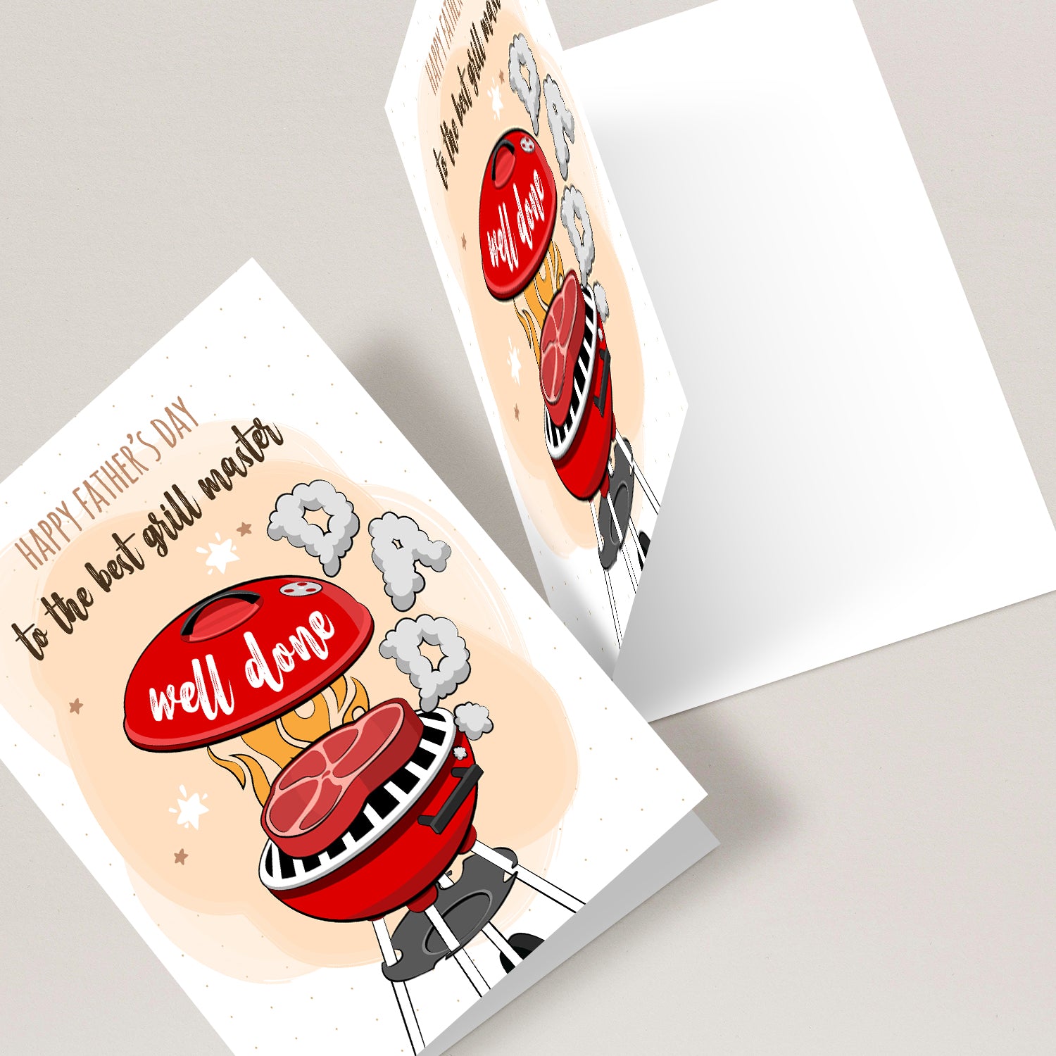 Happy Father's Day to the Best Grill Master Greeting Cards and Envelopes for Dad, Stepdad | 8.5 x 11 | 2 per Pack