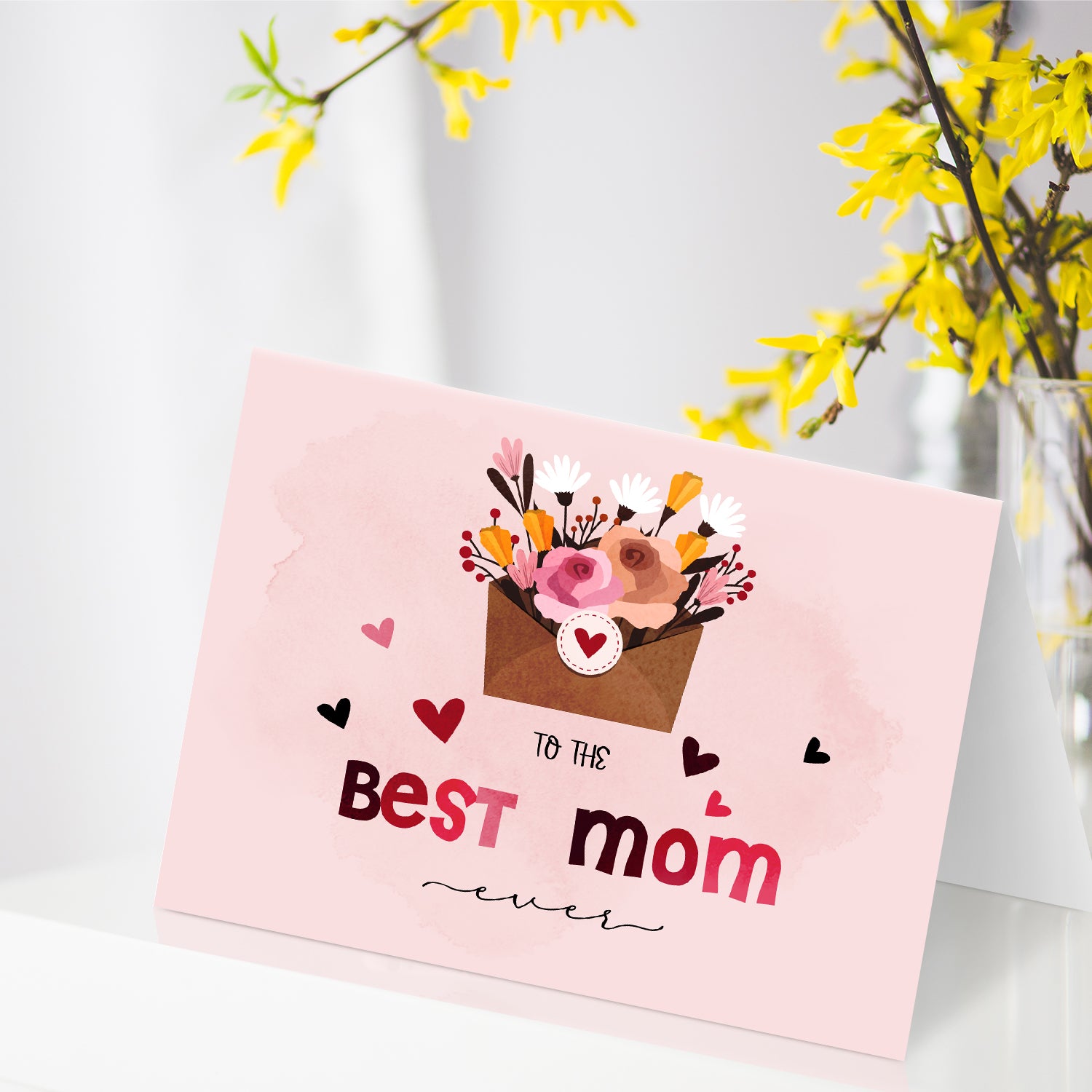 To the Best Mom Ever – Happy Mother's Day Appreciation Thank You Greeting Cards and Envelopes for Mom, Wife | 4.25 x 5.5 | 10 per Pack