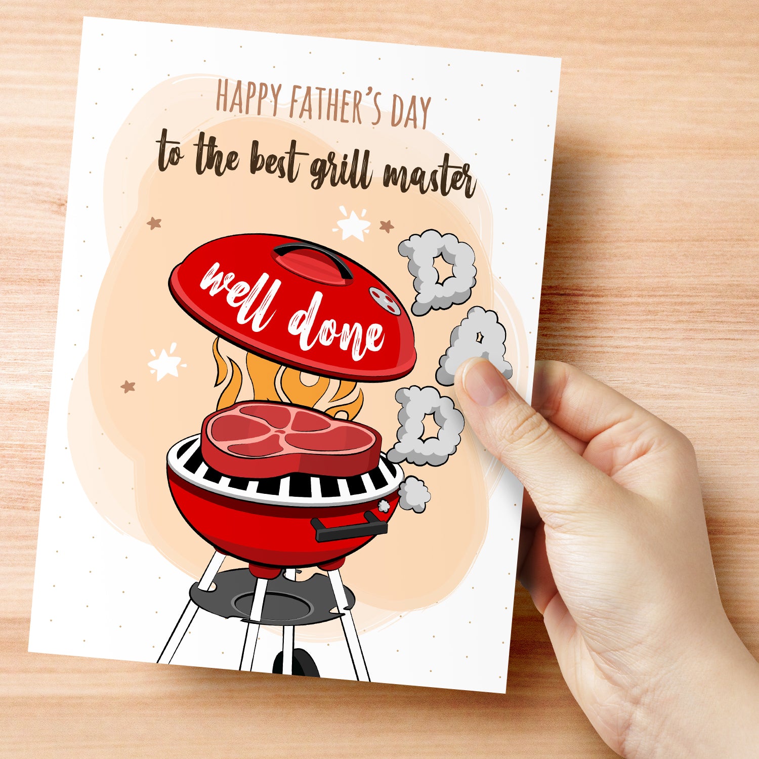 Happy Father's Day to the Best Grill Master Greeting Cards and Envelopes for Dad, Stepdad | 8.5 x 11 | 2 per Pack