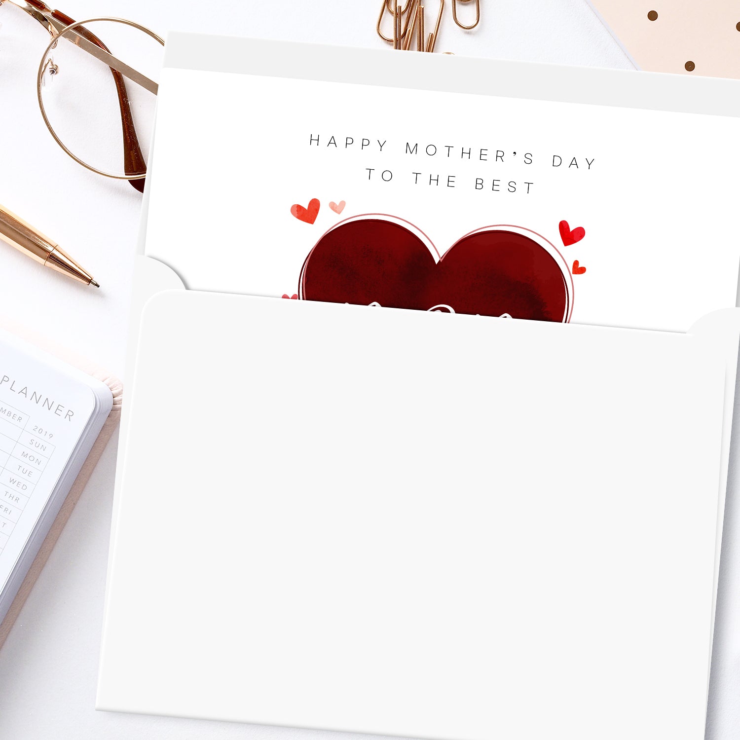 Happy Mother's Day to the Best Mom in the World – Thank You Greeting Cards and Envelopes for Mom, Wife | 4.25 x 5.5 | 10 per Pack