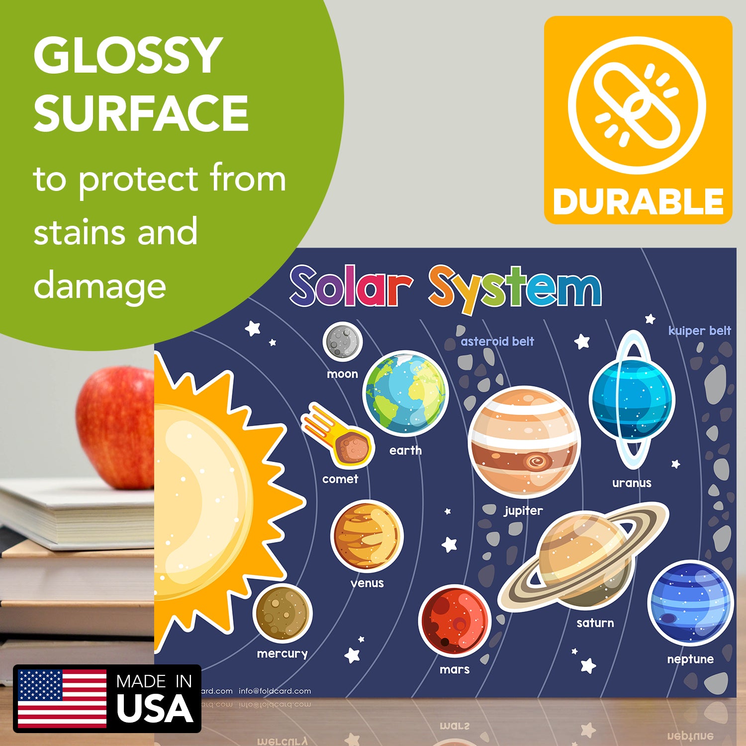 Solar System Chart Science Poster - 8.5" x 11" Educational Visual for Learning | 5-Pack