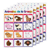 Farm Animals Spanish Chart for Kids | Bright and Colorful Educational Poster | 8.5" x 11" | 5 Pack