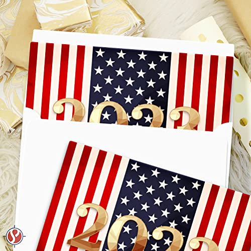 2023 Happy New Year – American Flag 4.25 x 5.5” - 25 Per Pack FoldCard