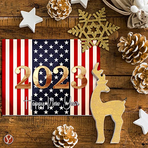 2023 Happy New Year – American Flag 4.25 x 5.5” - 25 Per Pack FoldCard
