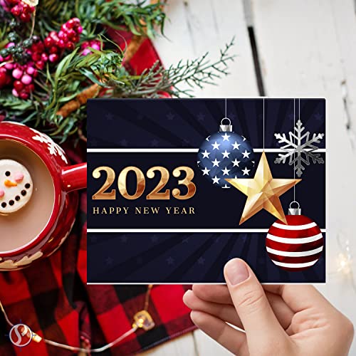 2023 Happy New Year – Blank American Patriotic 4.25 x 5.5” - 25 Per Pack FoldCard