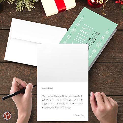2023 Happy New Year Cheers Cards 25 Cards and 25 Envelopes per Pack FoldCard