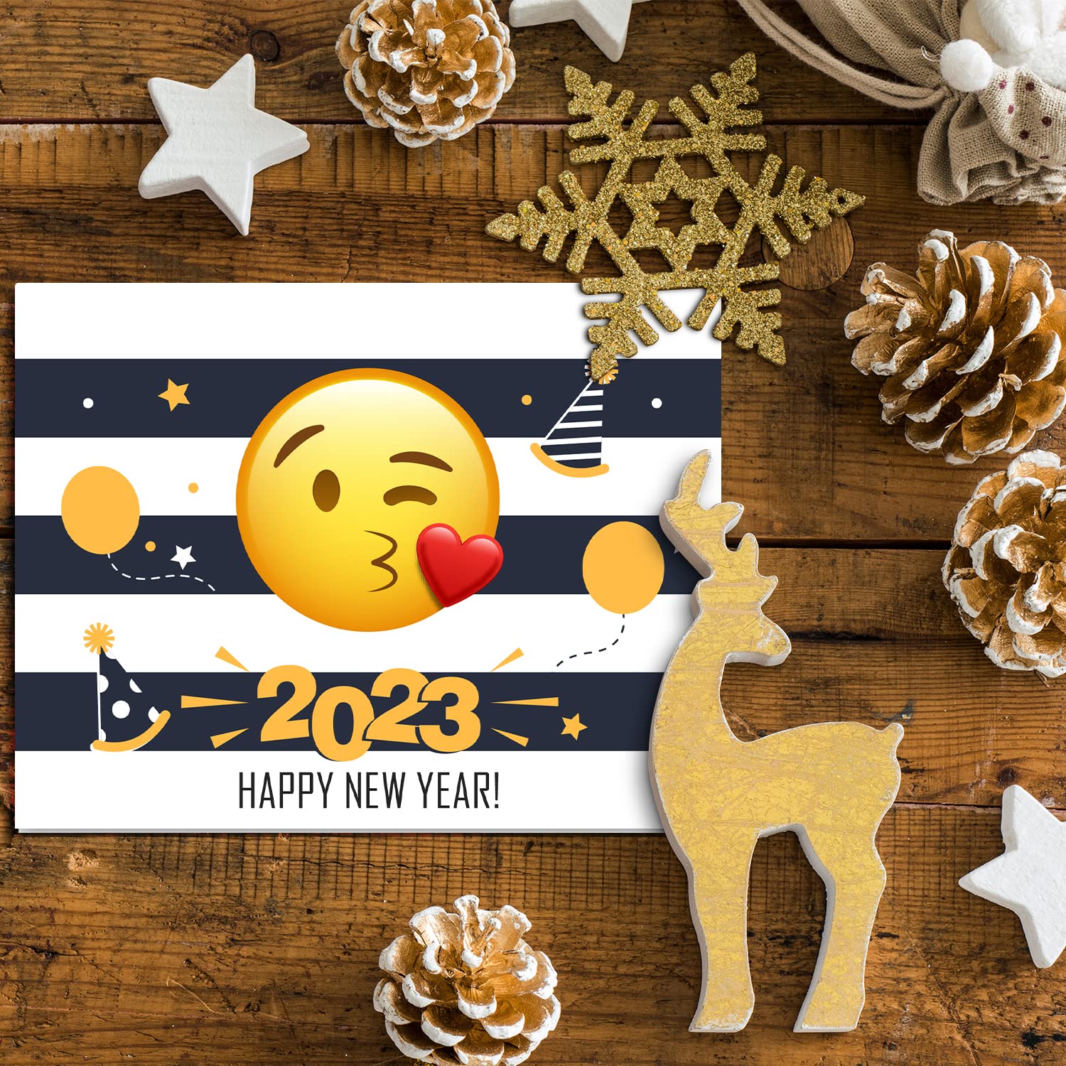 2023 Have A Happy New Year Cards Holiday Love Greetings Emoji. Set of 25 FoldCard